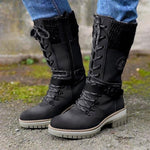 Hannah Water-Resistant Knit Cuff Lace-Up Boots