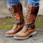 Hannah Water-Resistant Knit Cuff Lace-Up Boots