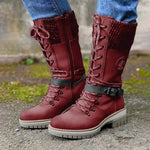 Hannah Water-Resistant Knit Cuff Lace-Up Boots