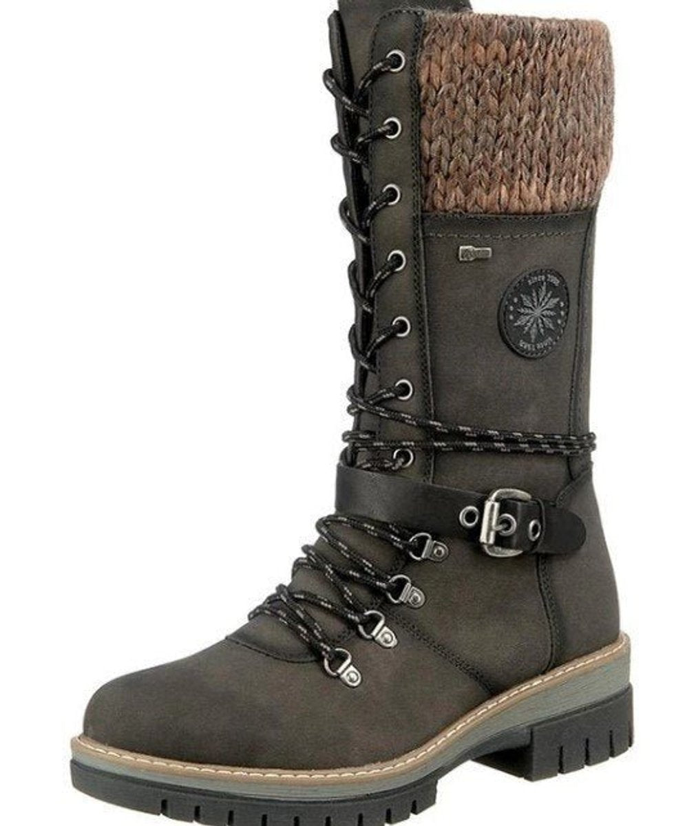 Hannah Water-Resistant Knit Cuff Lace-Up Boots