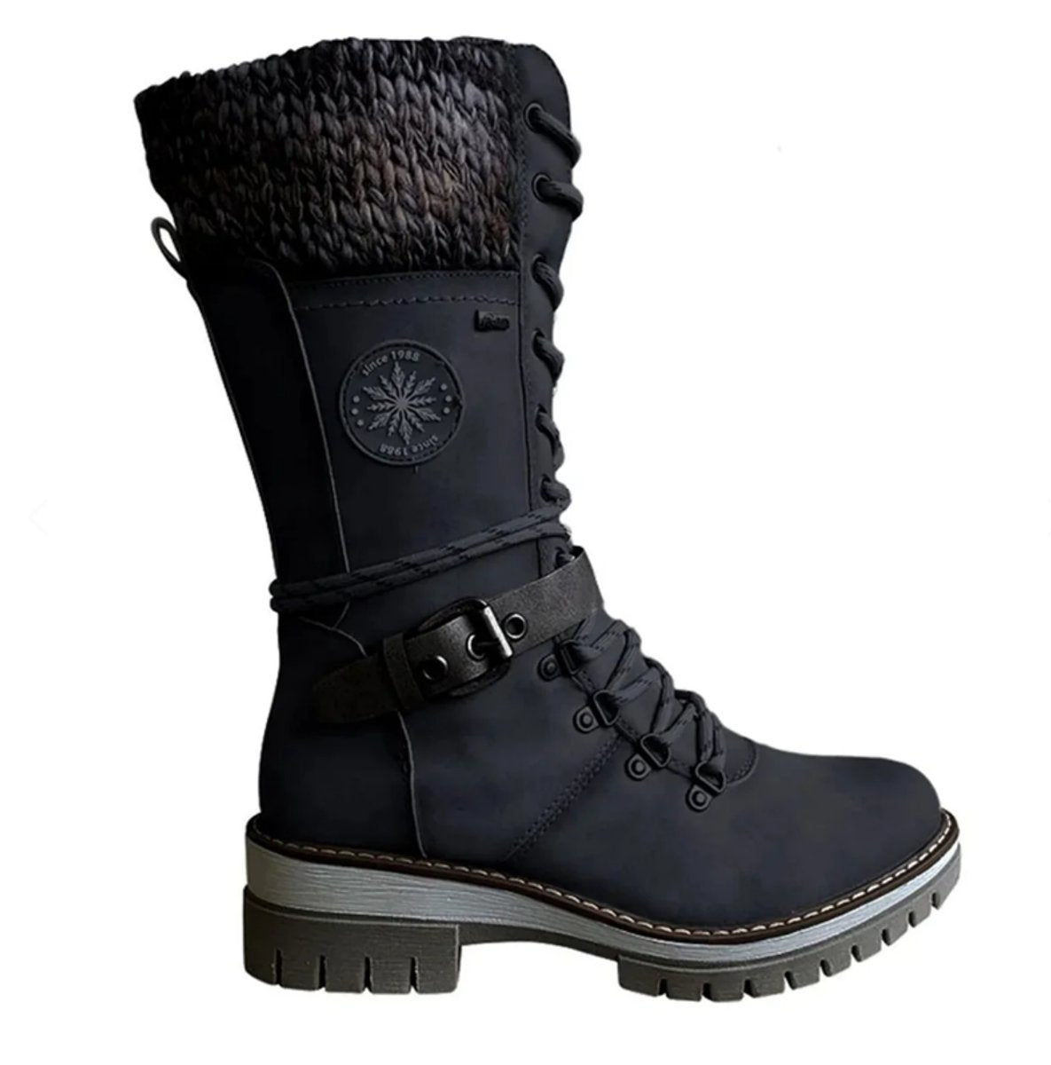 Hannah Water-Resistant Knit Cuff Lace-Up Boots