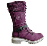 Hannah Water-Resistant Knit Cuff Lace-Up Boots