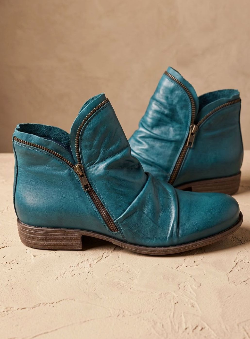 Katharina Ruched Faux Leather Ankle Boots