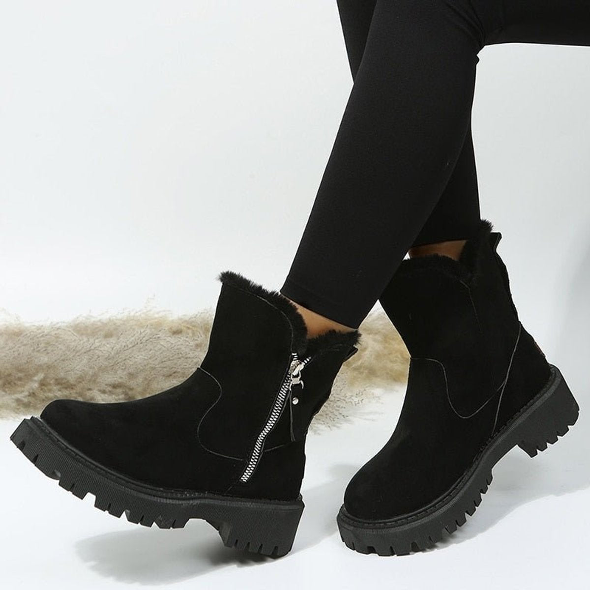 Amelie Fleece-Lined Faux Suede Ankle Boots