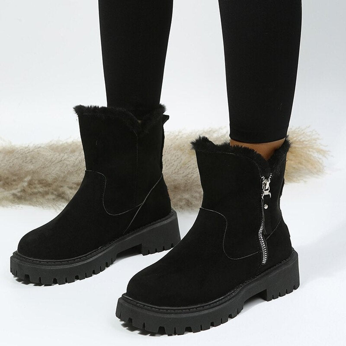 Amelie Fleece-Lined Faux Suede Ankle Boots