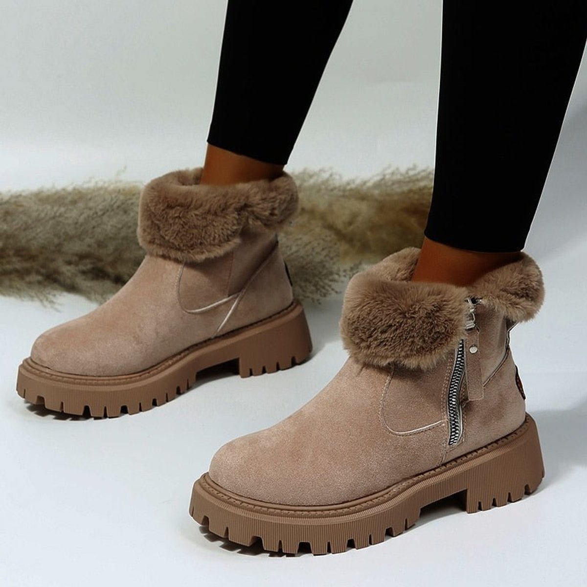 Amelie Fleece-Lined Faux Suede Ankle Boots