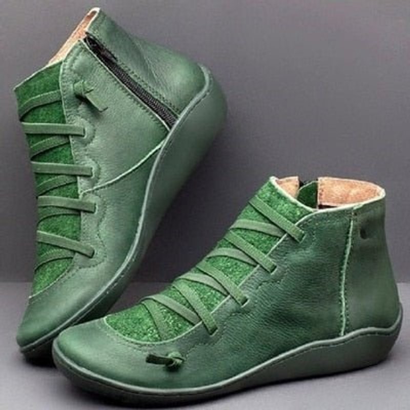 Leonie Lace-Up Faux Leather Ankle Boots