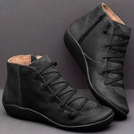 Leonie Lace-Up Faux Leather Ankle Boots