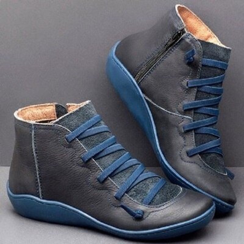 Leonie Lace-Up Faux Leather Ankle Boots