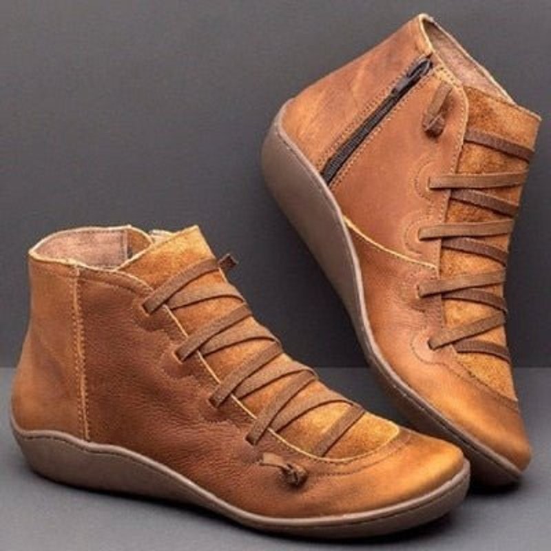 Leonie Lace-Up Faux Leather Ankle Boots