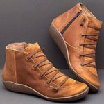 Leonie Lace-Up Faux Leather Ankle Boots