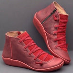 Leonie Lace-Up Faux Leather Ankle Boots