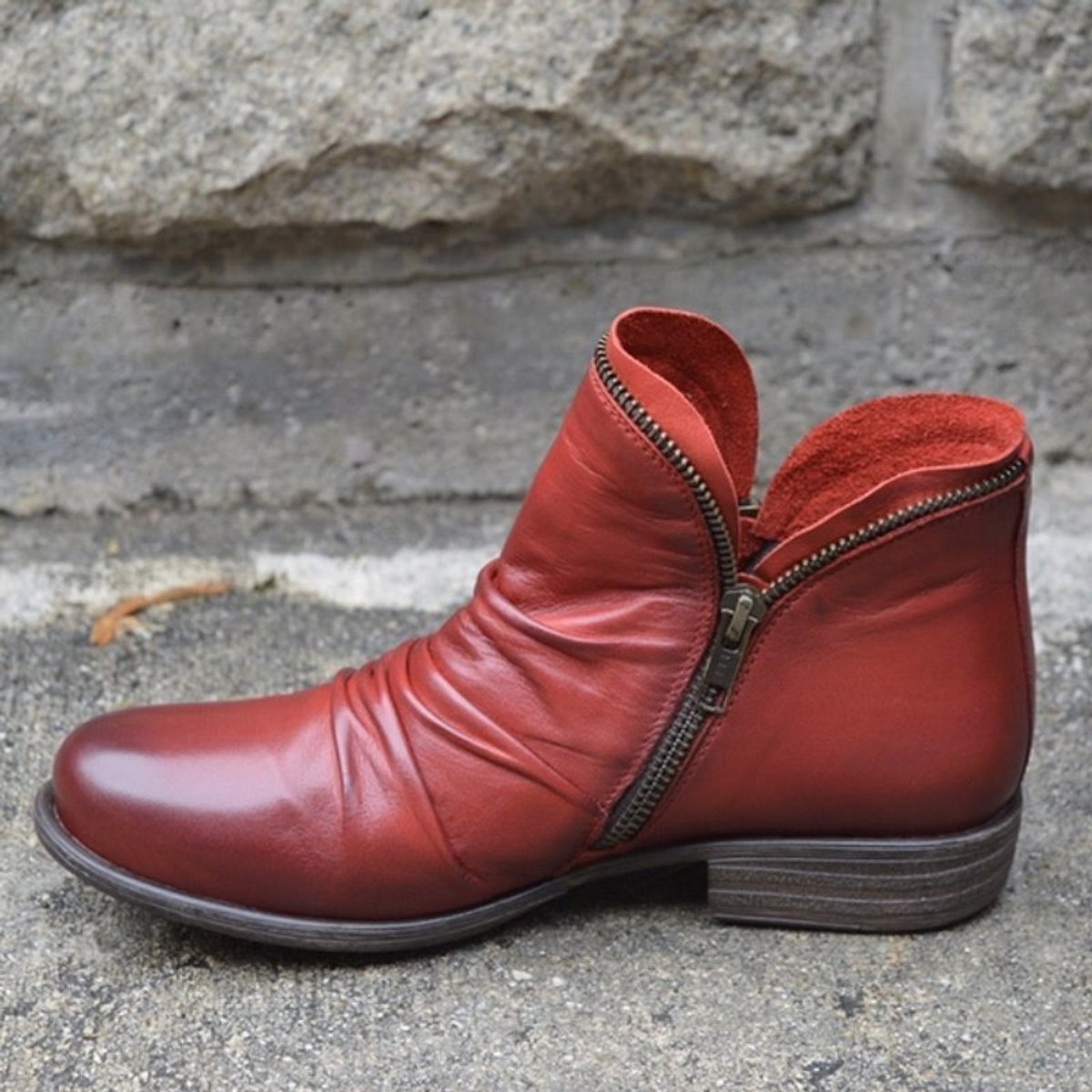 Charlotte Ruched Ankle-High Fall Winter Boots