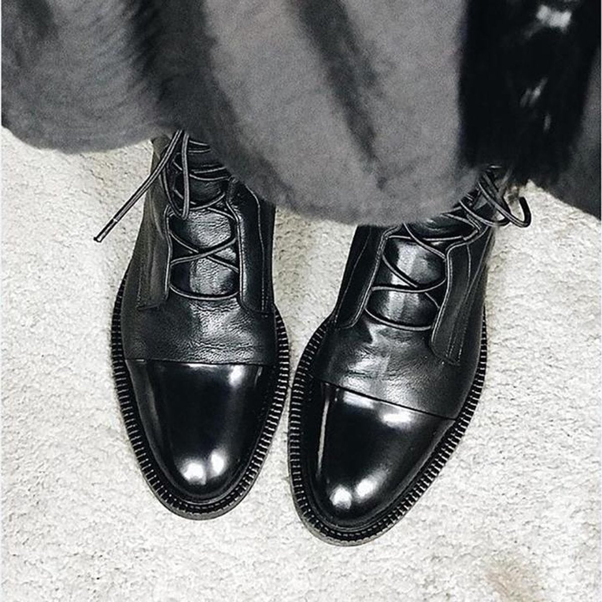 Charlotte Vintage Lace-Up Faux Leather Boots