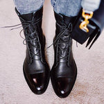Charlotte Vintage Lace-Up Faux Leather Boots