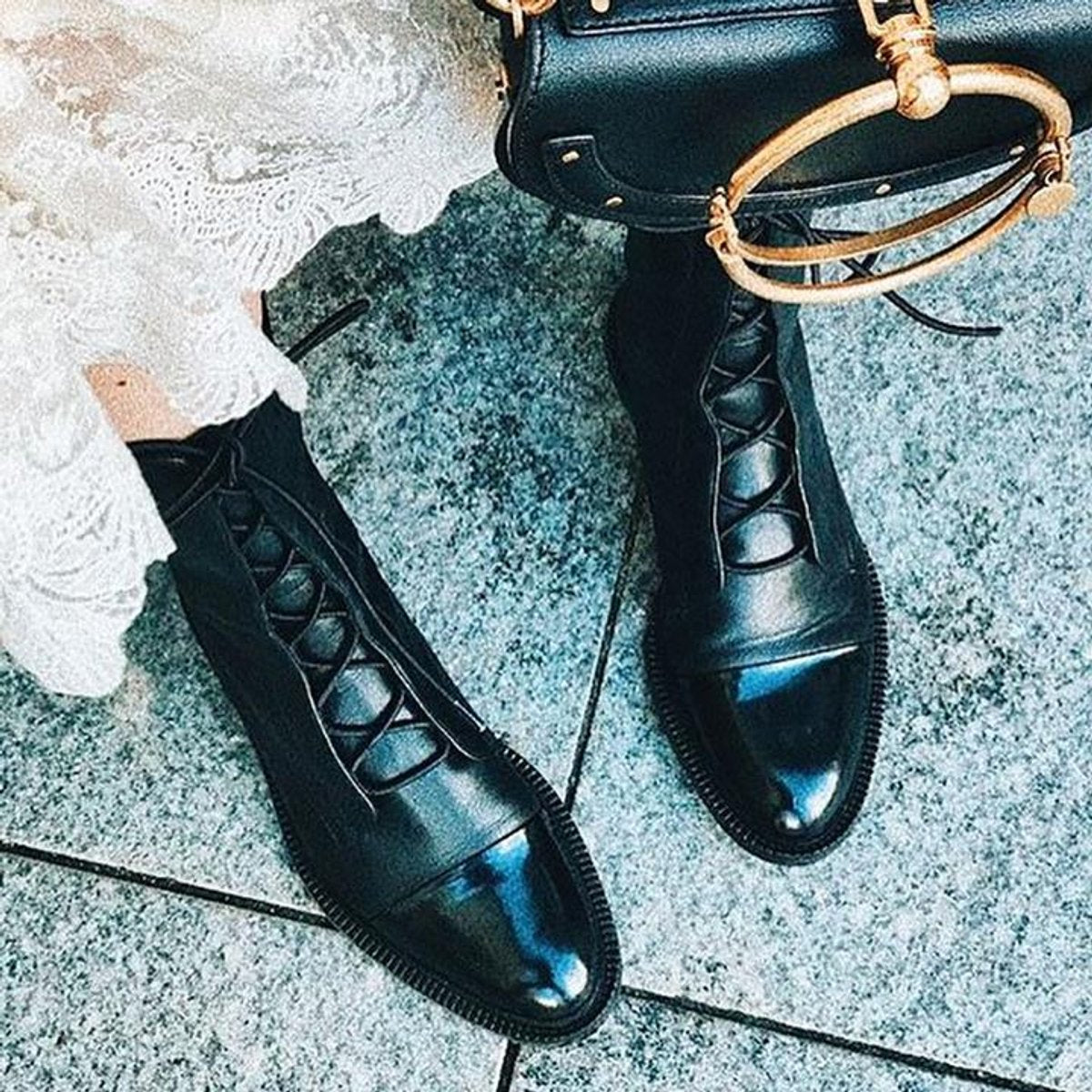 Charlotte Vintage Lace-Up Faux Leather Boots