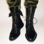 Charlotte Vintage Lace-Up Faux Leather Boots