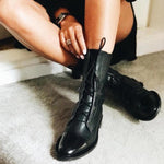 Charlotte Vintage Lace-Up Faux Leather Boots