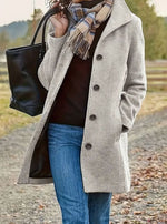 Amelie Slim-Fit Wool Coat with Button Placket