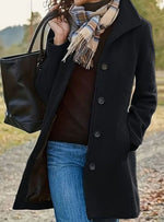 Amelie Slim-Fit Wool Coat with Button Placket