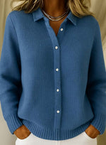 Frieda Shirt Collar Fitted Knit Cardigan