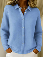 Frieda Shirt Collar Fitted Knit Cardigan