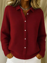 Frieda Shirt Collar Fitted Knit Cardigan