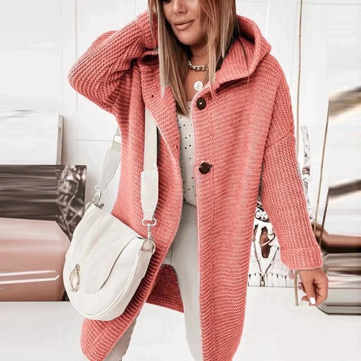 Lena Long Hooded Oversized Cardigan