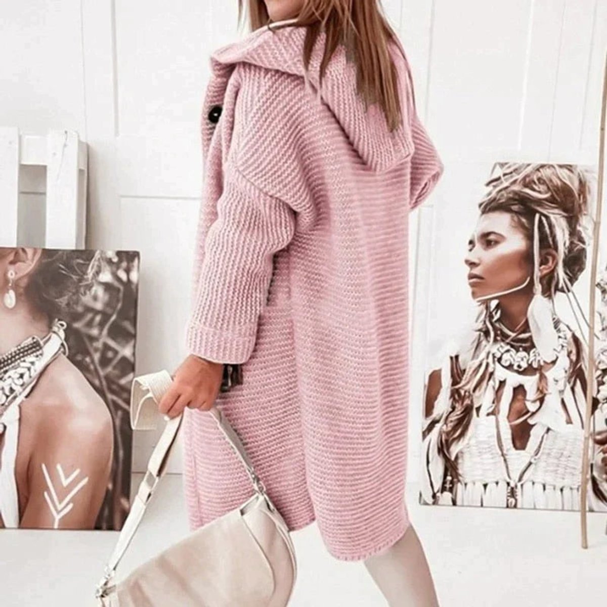 Lena Long Hooded Oversized Cardigan