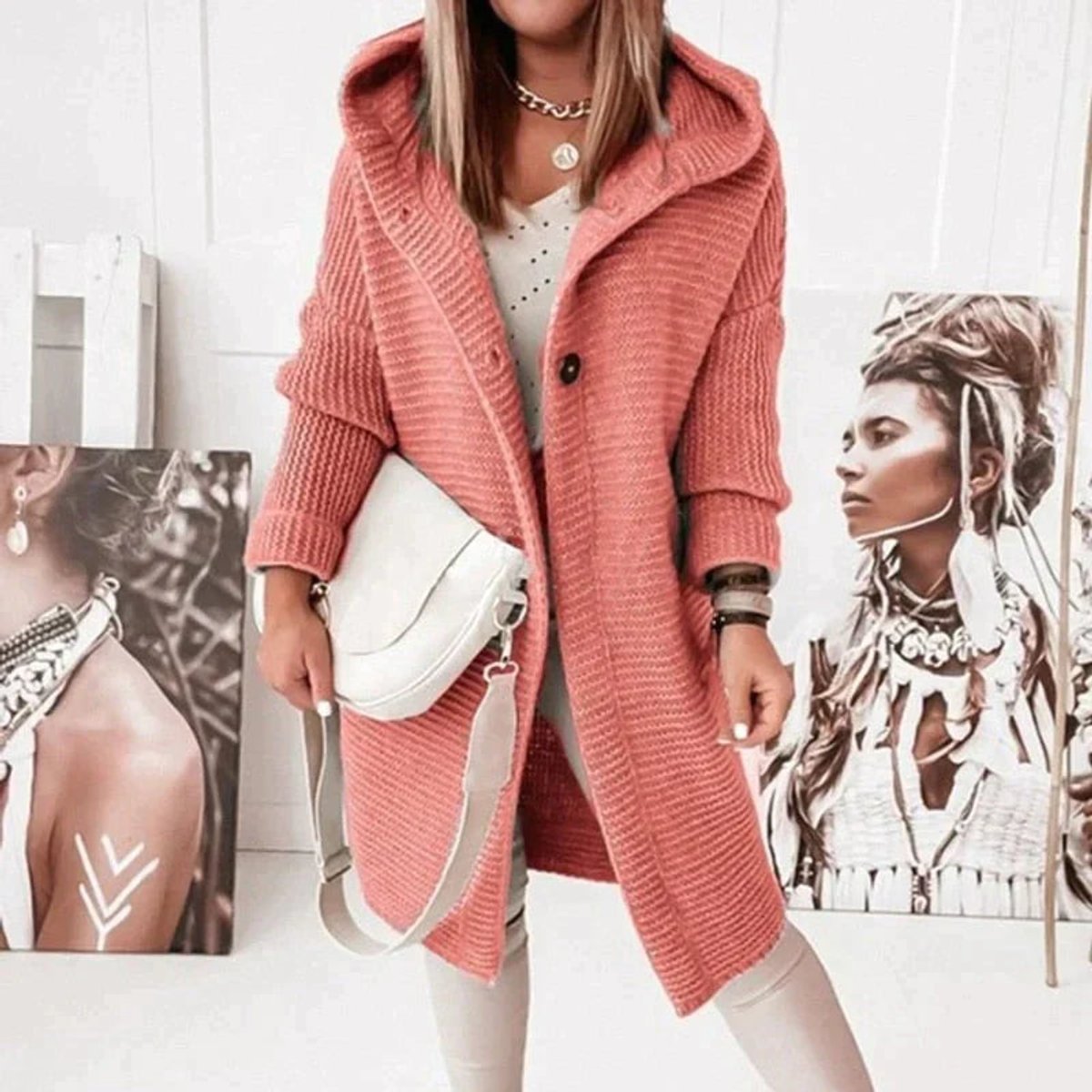 Lena Long Hooded Oversized Cardigan