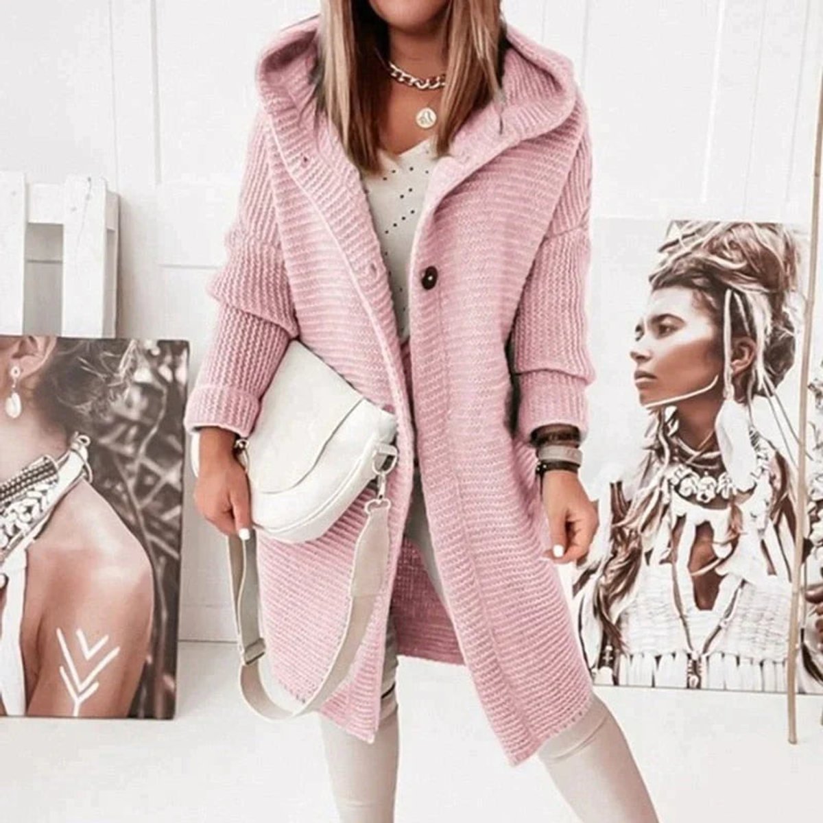 Lena Long Hooded Oversized Cardigan