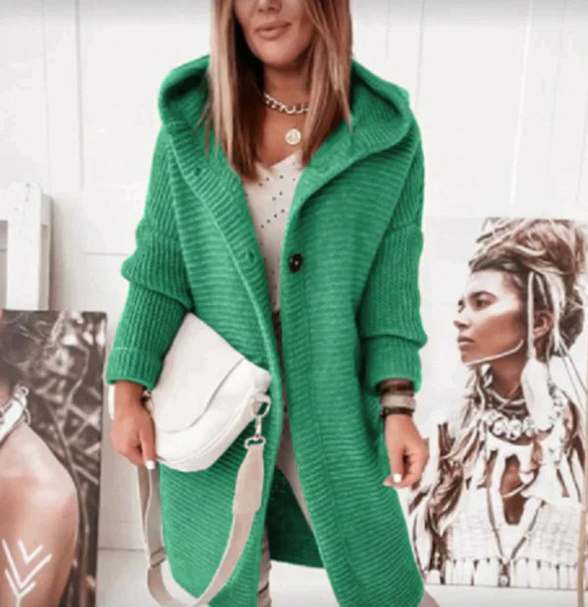 Lena Long Hooded Oversized Cardigan