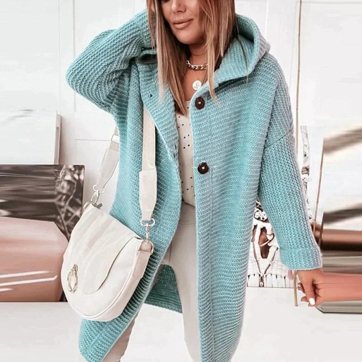 Lena Long Hooded Oversized Cardigan