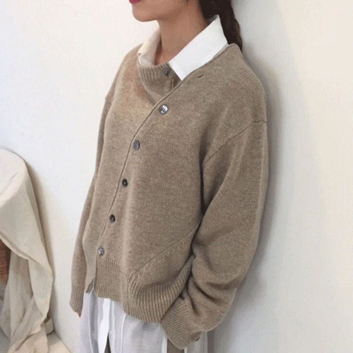 Nora Oversized Asymmetric Button Cardigan