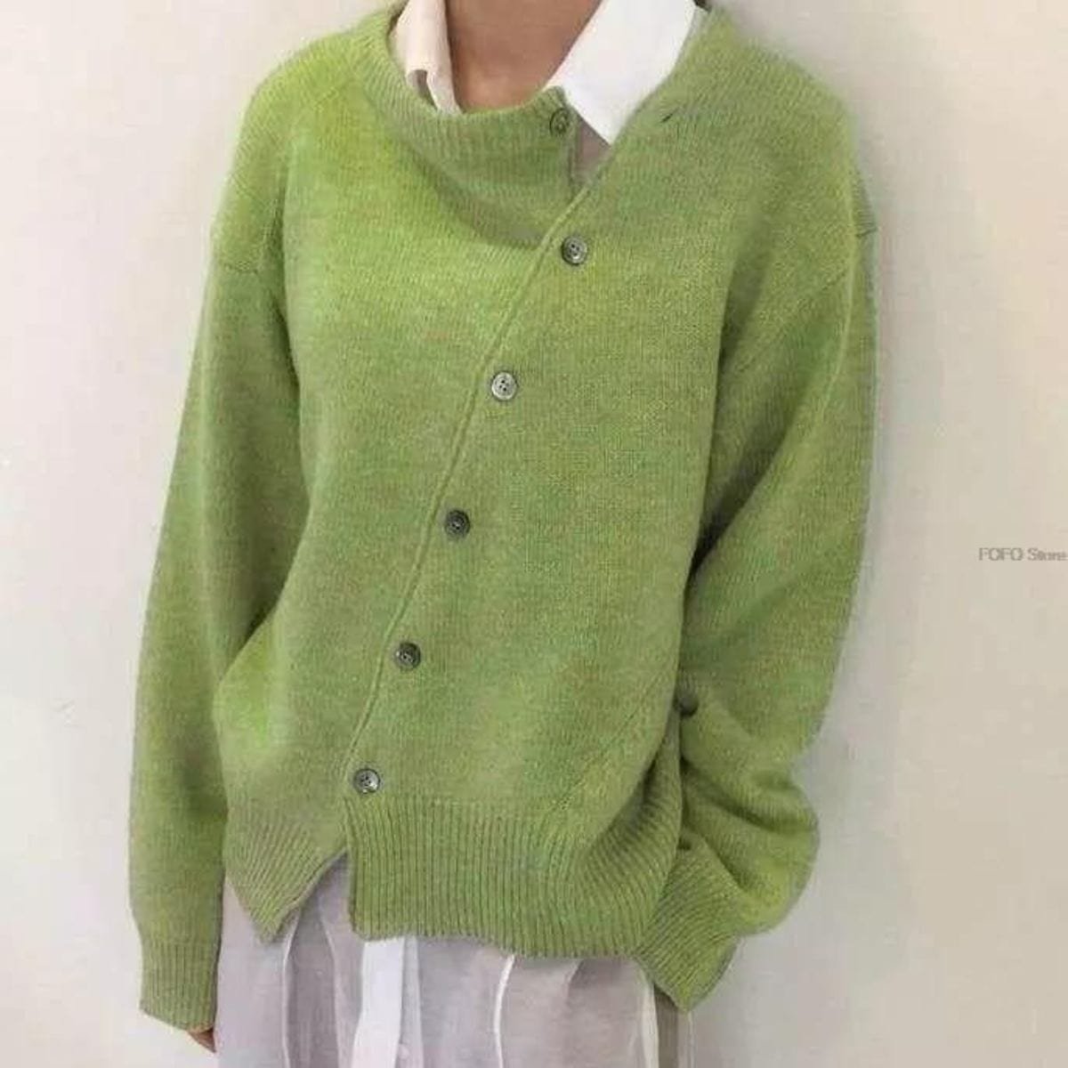 Nora Oversized Asymmetric Button Cardigan