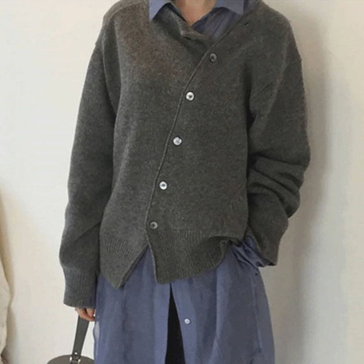 Nora Oversized Asymmetric Button Cardigan