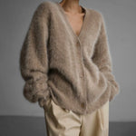 Mia Oversized Fuzzy V-Neck Cardigan