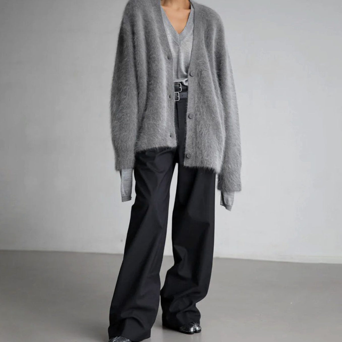 Mia Oversized Fuzzy V-Neck Cardigan