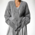 Mia Oversized Fuzzy V-Neck Cardigan