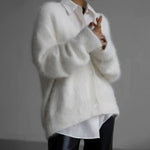 Mia Oversized Fuzzy V-Neck Cardigan