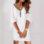 Annika Cable Knit V-Neck Zip Mini Dress