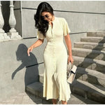 Leonie Ribbed Knit Long Sleeve V-Neck Maxi Dress