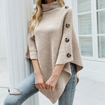 Sophie Turtleneck Button Poncho Sweater