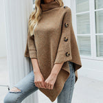 Sophie Turtleneck Button Poncho Sweater