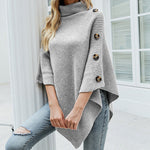 Sophie Turtleneck Button Poncho Sweater