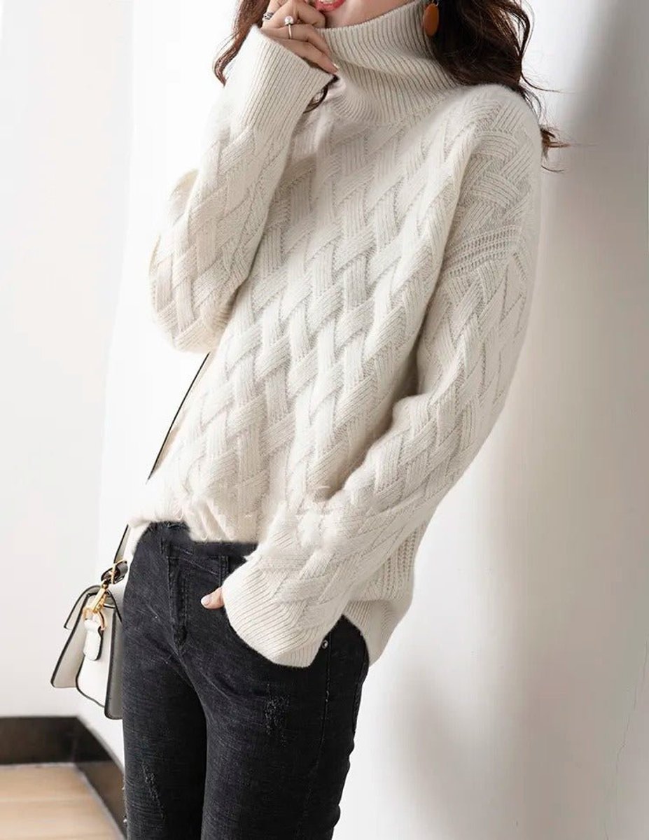 Charlotte Cable Knit Turtleneck Oversized Sweater