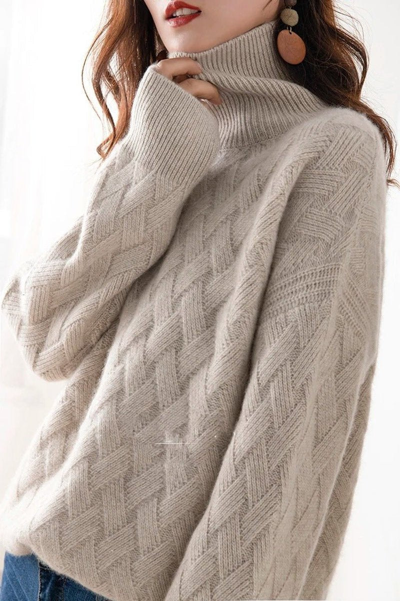 Charlotte Cable Knit Turtleneck Oversized Sweater