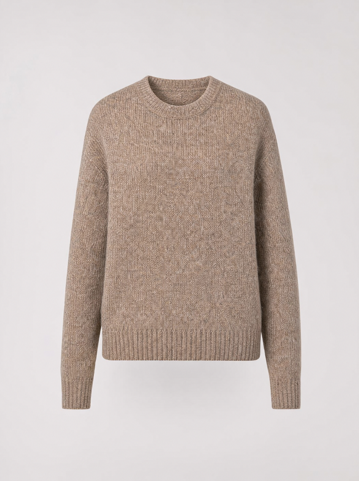 Thatcher speckled knit top in oatmeal brown, product shot