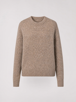 Thatcher speckled knit top in oatmeal brown, product shot