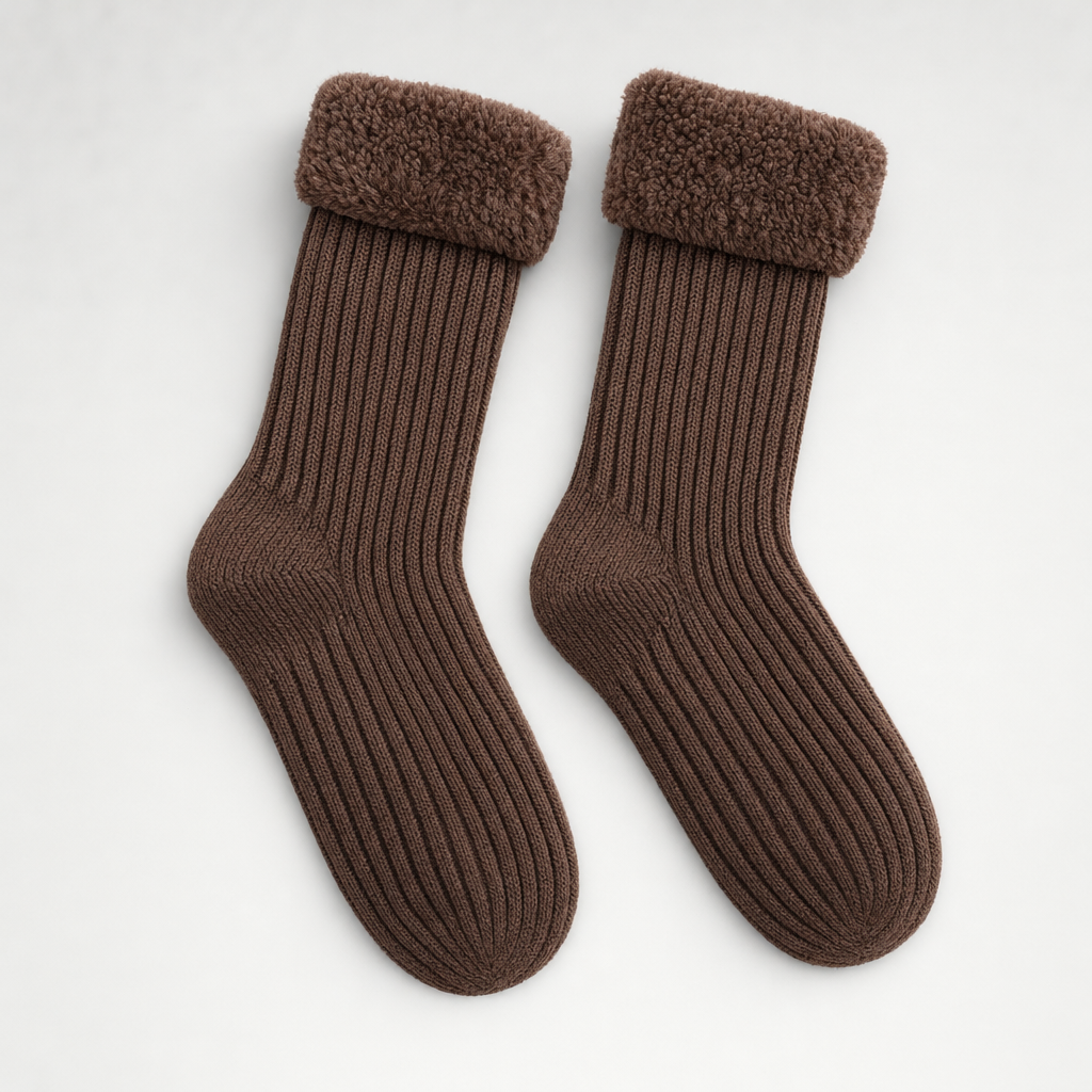 Thornbury Wool Blend Socks in chocolate brown, product shot